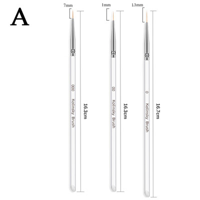 3 τμχ Πινέλο νυχιών Ακρυλικό στυλό ζωγραφικής γαλλικής λωρίδας Επαγγελματικές γραμμές νυχιών ρίγες βούρτσες UV Polish Εργαλεία μανικιούρ
