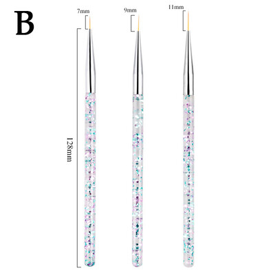 3 τμχ Πινέλο νυχιών Ακρυλικό στυλό ζωγραφικής γαλλικής λωρίδας Επαγγελματικές γραμμές νυχιών ρίγες βούρτσες UV Polish Εργαλεία μανικιούρ