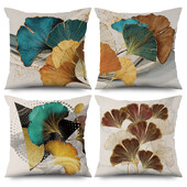 Jastučnica sa zlatnim zelenim otiskom, kauč za automobil, kućni dekor, moderna ukrasna navlaka za jastuk od listova ginka