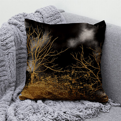 Jastučnica sa zlatnim zelenim otiskom, kauč za automobil, kućni dekor, moderna ukrasna navlaka za jastuk od listova ginka