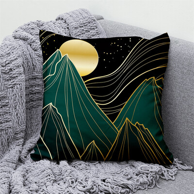 Jastučnica sa zlatnim zelenim otiskom, kauč za automobil, kućni dekor, moderna ukrasna navlaka za jastuk od listova ginka