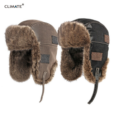 KLIMATAS Žiemos šilta stora kepurė Trend Bomber Kepurės ausims apsaugoti veidą nuo vėjo piloto kailinė kepurė Rusiška Ushanka žiemos slidinėjimo kepuraitė