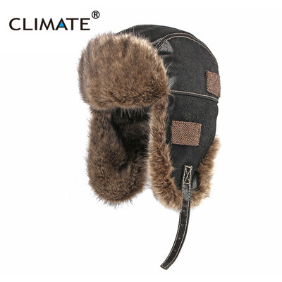 ΚΛΙΜΑ Χειμώνας Θερμό Παχύ Καπέλο Trend Bomber Καπέλα Ear Protect Πρόσωπο Αντιανεμικό Pilot'sFur Hat Russian Ushanka Καπέλα χειμερινού σκι