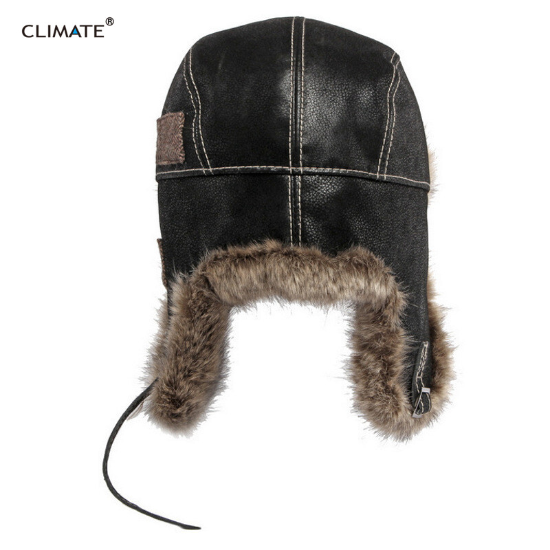 ΚΛΙΜΑ Χειμώνας Θερμό Παχύ Καπέλο Trend Bomber Καπέλα Ear Protect Πρόσωπο Αντιανεμικό Pilot'sFur Hat Russian Ushanka Καπέλα χειμερινού σκι