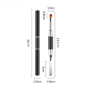 Dual Ended UV Gel Brush Picker 2 ΣΕ 1 Design Βούρτσα νυχιών και σπάτουλα από ανοξείδωτο ατσάλι βούρτσα νυχιών για επέκταση νυχιών