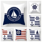 Față de pernă Nordic Albastru închis Nautic Collection Home Decor Decorat canapea Husă de pernă