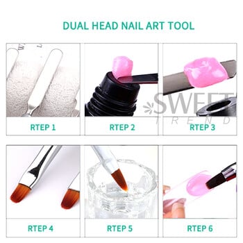 Βούρτσα με διπλό άκρο Poly Gel για νύχια Ακρυλικό Extension Gel UV Pen Palette Painting Pen Remover Spatula Stick Manicure Nail Art Tools