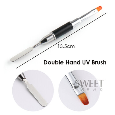 Βούρτσα με διπλό άκρο Poly Gel για νύχια Ακρυλικό Extension Gel UV Pen Palette Painting Pen Remover Spatula Stick Manicure Nail Art Tools