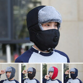 Νέο Χειμερινό Παχύ ζεστό Beanie για Άντρες Γυναικεία Ρωσική Ushanka Cap Outdoor Riding Αντιανεμική μάσκα αυτιού με ενσωματωμένο βελούδινο καπέλο