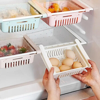 Ψυγείο Rresh Pull-Out Organizer Πτυσσόμενο Κουζίνα Οργάνωση Κουτί αποθήκευσης Καλάθι αποθήκευσης λαχανικών και αυγών