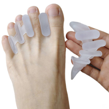 2 части = 1 чифт Hammer Toe Splitter Hallux Valgus Гел стелка Силиконови сепаратори Корекция Припокриване Ортопедична грижа за краката