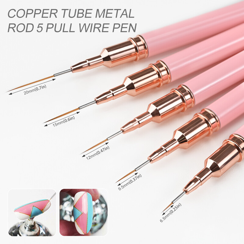 5/10 kom Ružičasti/Crni Nail Art Liner/Kistovi Ultra-tanak Alat za crtanje linija 4/8/12/20/25 mm Profesionalni Nail Liners Olovka