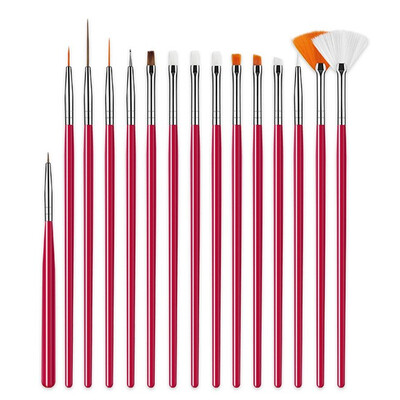 15 τμχ/Σετ βούρτσα νυχιών για μανικιούρ Gel brush For Nail Art Βούρτσα νυχιών Acrylic Gel Brush Liquid Powder Carving Σετ μακιγιάζ