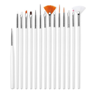 15 τμχ/Σετ βούρτσα νυχιών για μανικιούρ Gel brush For Nail Art Βούρτσα νυχιών Acrylic Gel Brush Liquid Powder Carving Σετ μακιγιάζ