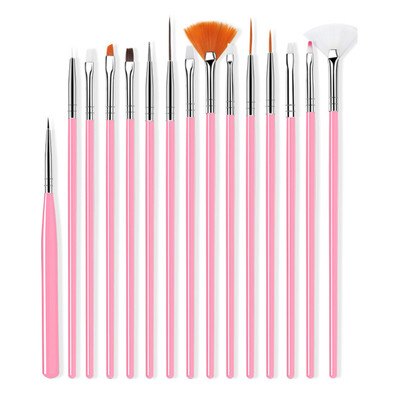 15 τμχ/Σετ βούρτσα νυχιών για μανικιούρ Gel brush For Nail Art Βούρτσα νυχιών Acrylic Gel Brush Liquid Powder Carving Σετ μακιγιάζ