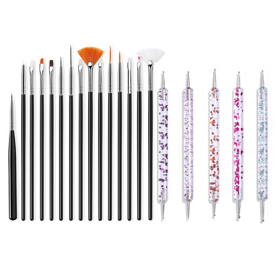 15 τμχ/Σετ βούρτσα νυχιών για μανικιούρ Gel brush For Nail Art Βούρτσα νυχιών Acrylic Gel Brush Liquid Powder Carving Σετ μακιγιάζ