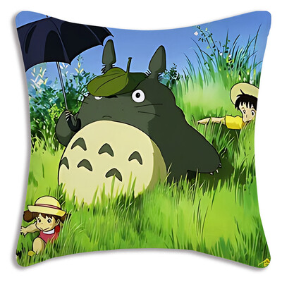 Anime T-TotoroS Kawaii Καλύμματα μαξιλαριών Cartoon Καναπές Διακοσμητικό Σπίτι Εκτύπωση διπλής όψης Κοντό βελούδινο χαριτωμένο κάλυμμα μαξιλαριού