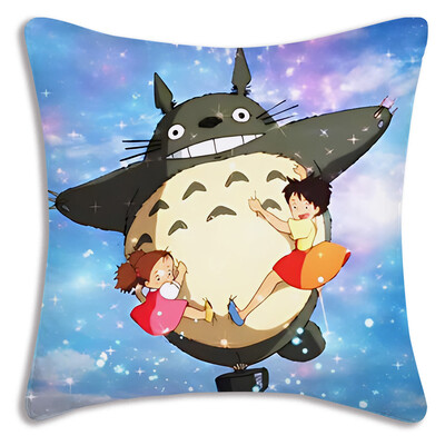 Anime T-TotoroS Kawaii Καλύμματα μαξιλαριών Cartoon Καναπές Διακοσμητικό Σπίτι Εκτύπωση διπλής όψης Κοντό βελούδινο χαριτωμένο κάλυμμα μαξιλαριού