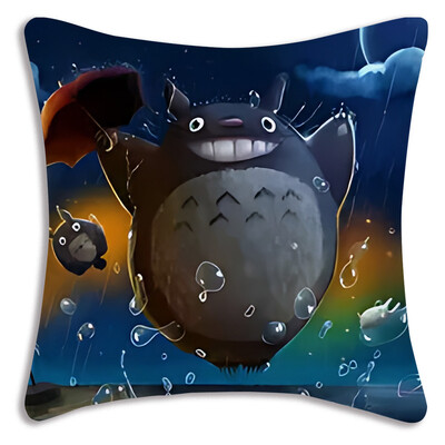 Anime T-TotoroS Kawaii Καλύμματα μαξιλαριών Cartoon Καναπές Διακοσμητικό Σπίτι Εκτύπωση διπλής όψης Κοντό βελούδινο χαριτωμένο κάλυμμα μαξιλαριού