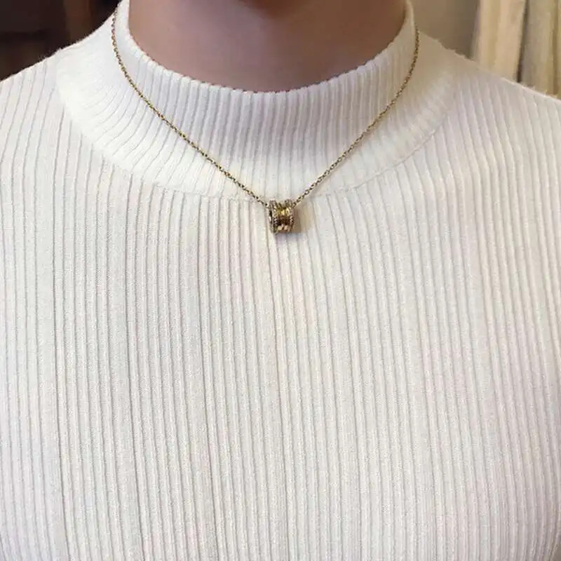 Pulovere pentru bărbați 2024 Pulover coreean în dungi casual, solid, pentru bărbați, pe jumătate de guler înalt, pulover strâns stretch, maiuri din tricot, slim fit