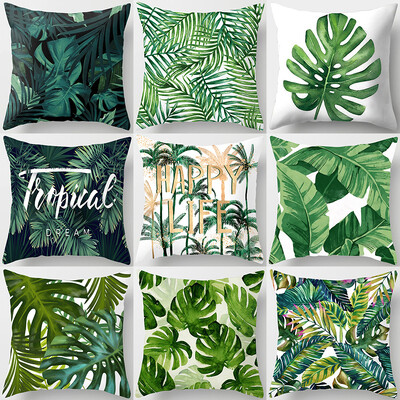 45x45cm Tropical Cactus Monstera Pattern Poliestera Spilvendrāna Spilvena Pārvalks Dzīvojamās istabas Krēsls Dīvāns Mājas Noformējums