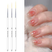 3бр. Прозрачна четка за нокти с френски ивици 3D накрайници Маникюр Изключително тънка линия Четки за писалка за рисуване Рисуване Инструменти за ноктопластика