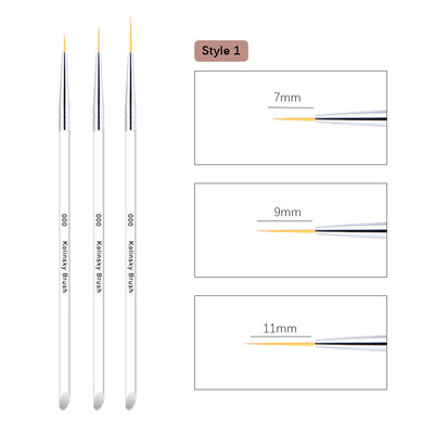 3бр. Прозрачна четка за нокти с френски ивици 3D накрайници Маникюр Изключително тънка линия Четки за писалка за рисуване Рисуване Инструменти за ноктопластика