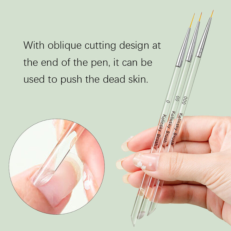 3бр. Прозрачна четка за нокти с френски ивици 3D накрайници Маникюр Изключително тънка линия Четки за писалка за рисуване Рисуване Инструменти за ноктопластика