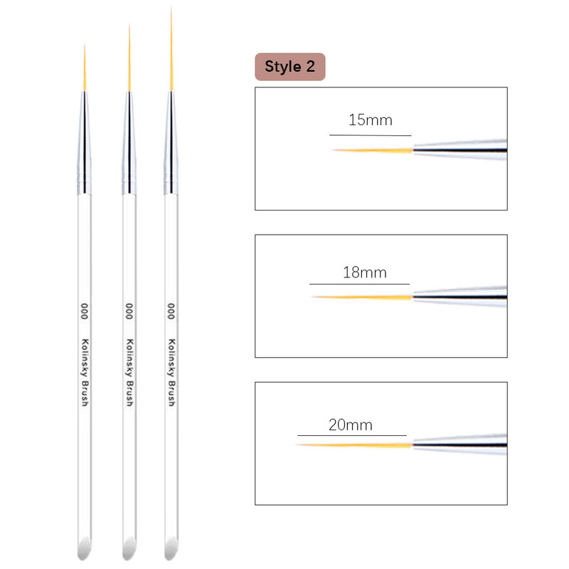 3бр. Прозрачна четка за нокти с френски ивици 3D накрайници Маникюр Изключително тънка линия Четки за писалка за рисуване Рисуване Инструменти за ноктопластика