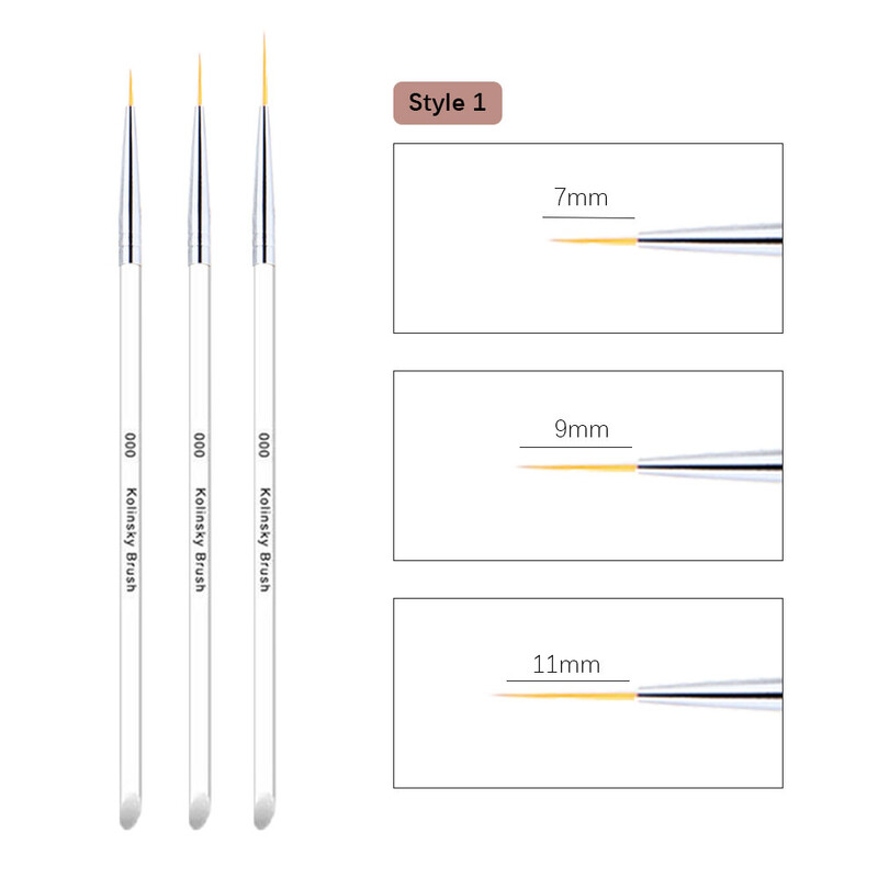 3бр. Прозрачна четка за нокти с френски ивици 3D накрайници Маникюр Изключително тънка линия Четки за писалка за рисуване Рисуване Инструменти за ноктопластика