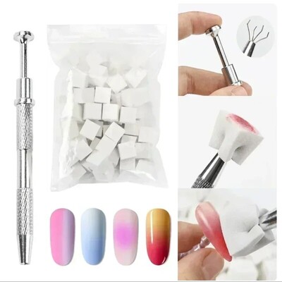 Nagų dailės kempinė Minkštos kempinės Gradiento Nail Art Stamper Įrankiai Spalvos Išblukęs Manikiūras Pasidaryk pats Creative Nail Sponge Gripper Tool