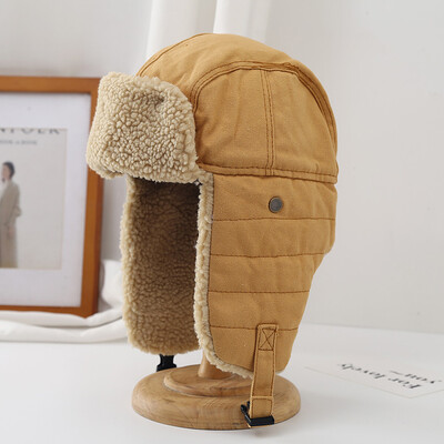 Χειμωνιάτικα χοντρά ζεστά καπέλα προστασίας αυτιών Bomber Καπέλο Unisex Ανδρικά Γυναικεία Μασίφ Earlfap Αντιανεμικό καπέλο Beanie με Fleece