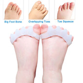 2 buc = 1 pereche Separator de degete în gel pentru copii Protector de pedichiură Hallux Valgus Orteză Îngrijirea picioarelor Îndreptător corector de bunion din silicon