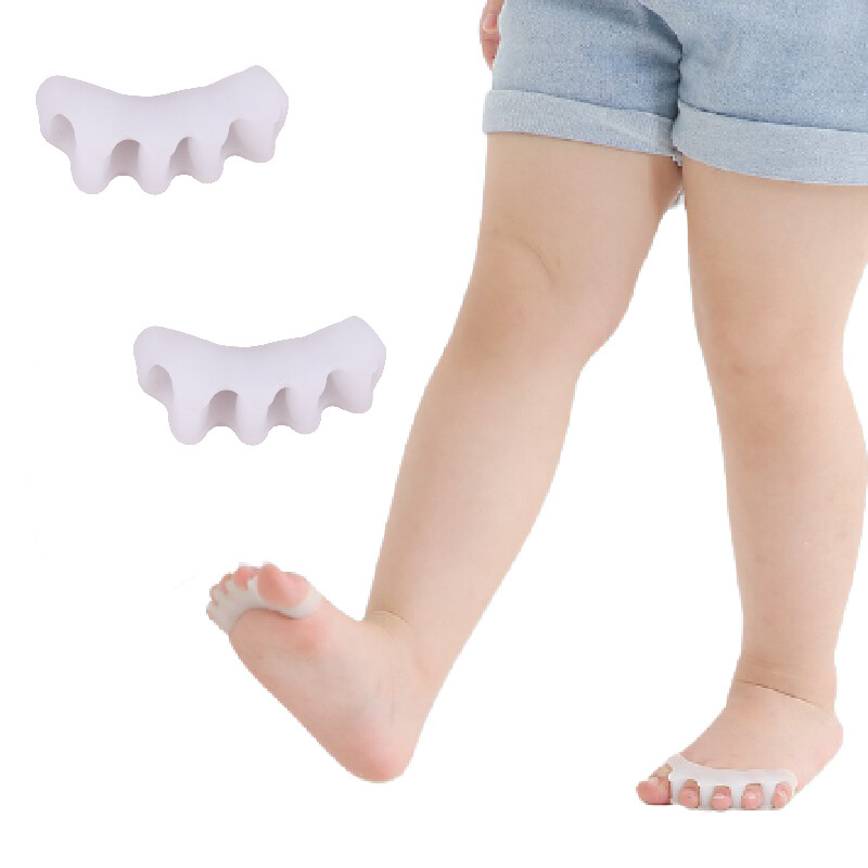 2 buc = 1 pereche Separator de degete în gel pentru copii Protector de pedichiură Hallux Valgus Orteză Îngrijirea picioarelor Îndreptător corector de bunion din silicon