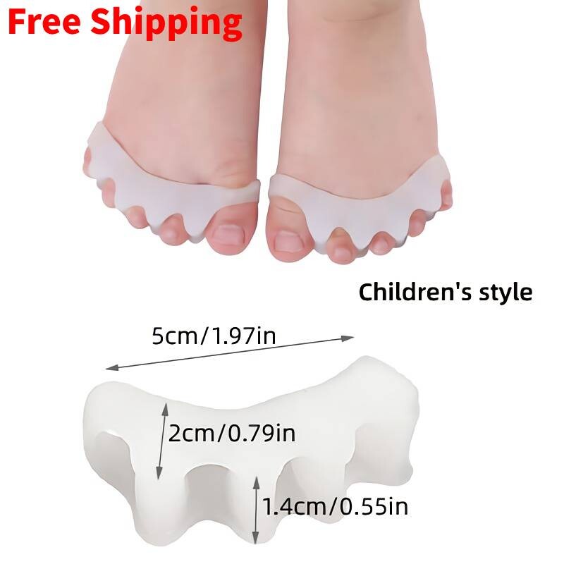 2 buc = 1 pereche Separator de degete în gel pentru copii Protector de pedichiură Hallux Valgus Orteză Îngrijirea picioarelor Îndreptător corector de bunion din silicon