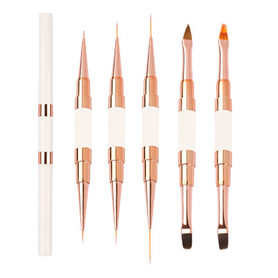 5 tk Kahe otsaga Nail Art Stripes Lines Liner DIY Painting Pintsel Vedel pulber Akrüül UV GEL pikenduste ehitaja Prantsuse joonistuspliiats