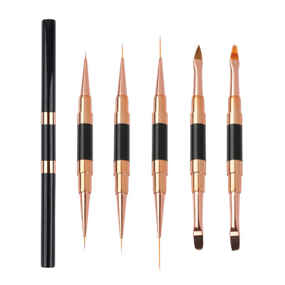 5 tk Kahe otsaga Nail Art Stripes Lines Liner DIY Painting Pintsel Vedel pulber Akrüül UV GEL pikenduste ehitaja Prantsuse joonistuspliiats