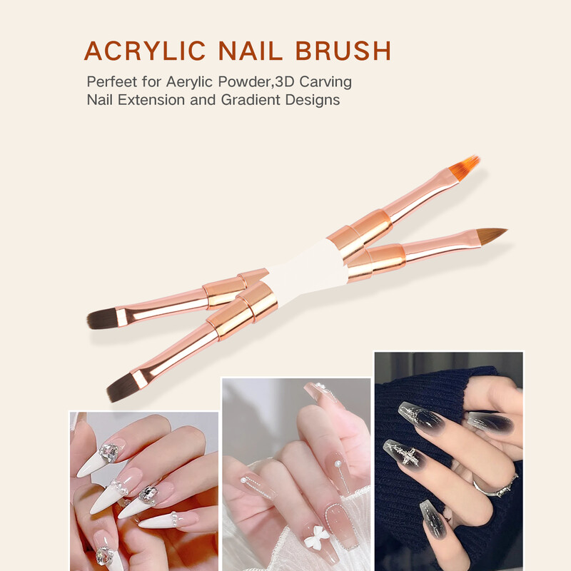 5 tk Kahe otsaga Nail Art Stripes Lines Liner DIY Painting Pintsel Vedel pulber Akrüül UV GEL pikenduste ehitaja Prantsuse joonistuspliiats