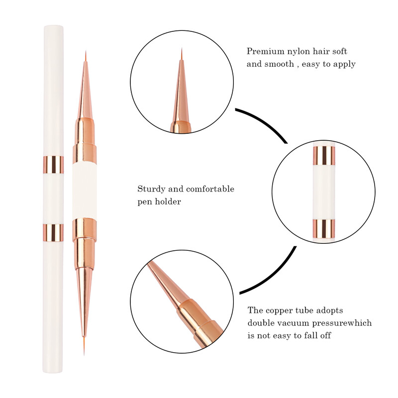 5 tk Kahe otsaga Nail Art Stripes Lines Liner DIY Painting Pintsel Vedel pulber Akrüül UV GEL pikenduste ehitaja Prantsuse joonistuspliiats