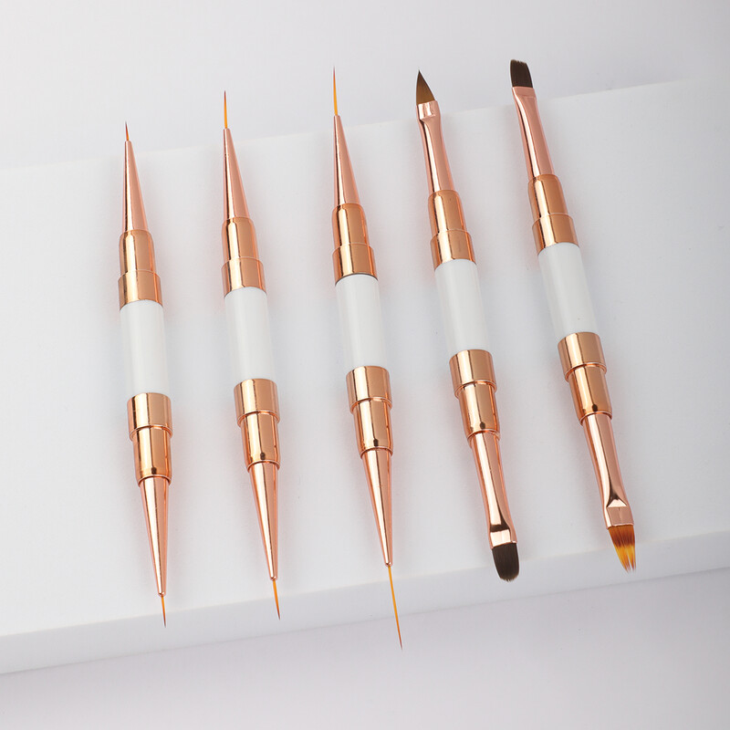 5 tk Kahe otsaga Nail Art Stripes Lines Liner DIY Painting Pintsel Vedel pulber Akrüül UV GEL pikenduste ehitaja Prantsuse joonistuspliiats