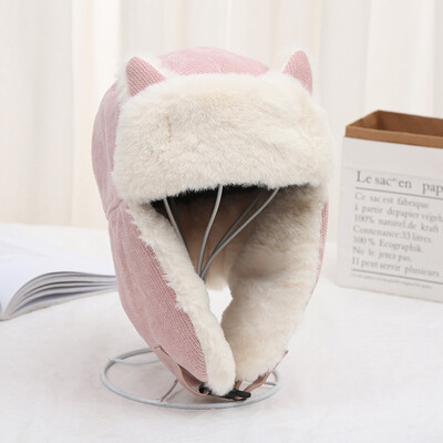 Καπέλο Bomber Ανδρικά Γυναικεία Χοντρό Ζεστό Ρωσικό Καπέλο Ushanka Γούνινο Καπέλο Μόδα Αρσενικό Γυναικείο χειμερινό καπέλο Μαύρο γκρι Earflap Ρωσικό καπέλο σκι