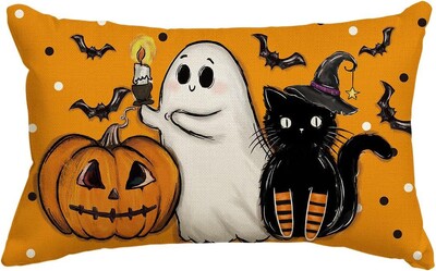 Καλύμματα μαξιλαριού Happy Halloween 20x12 ιντσών Ορθογώνιο κάλυμμα μαξιλαριού Halloween Throw Θήκη μαξιλαριού Halloween Ghost για καναπέ κρεβατιού Home