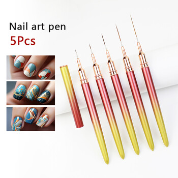 Nails Art Liner Brushes Set Elongated Lines Striping Drawing Painting 5/7/13/18/25mm Nail Design Pen Professional Manicure Tool