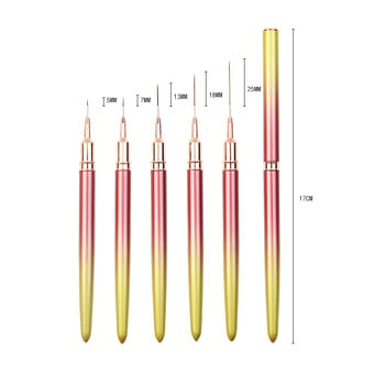 Nails Art Liner Brushes Set Elongated Lines Striping Drawing Painting 5/7/13/18/25mm Nail Design Pen Professional Manicure Tool