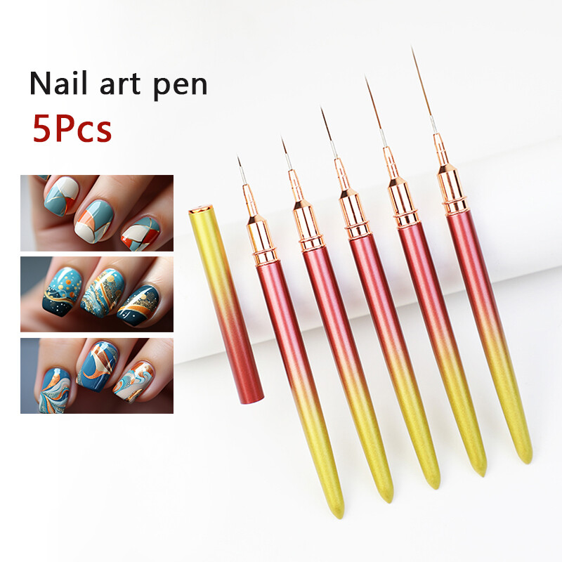 Nails Art Liner Pintslite komplekt Piklikud jooned Triibutamine Joonistus Maalimine 5/7/13/18/25mm küünte kujundamise pliiats Professionaalne maniküüri tööriist