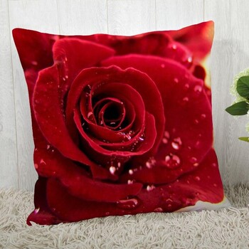 Red Rose Flower Print Μαξιλαροθήκη Καναπές Διακόσμηση γραφείου σπιτιού