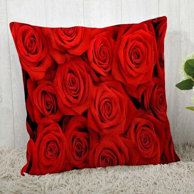 Red Rose Flower Print Μαξιλαροθήκη Καναπές Διακόσμηση γραφείου σπιτιού