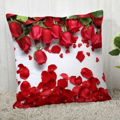 Red Rose Flower Print Μαξιλαροθήκη Καναπές Διακόσμηση γραφείου σπιτιού