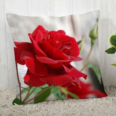 Red Rose Flower Print Μαξιλαροθήκη Καναπές Διακόσμηση γραφείου σπιτιού