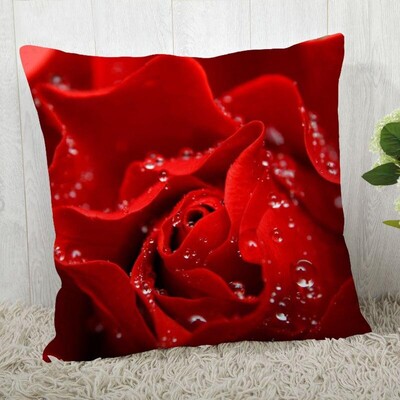Red Rose Flower Print Μαξιλαροθήκη Καναπές Διακόσμηση γραφείου σπιτιού